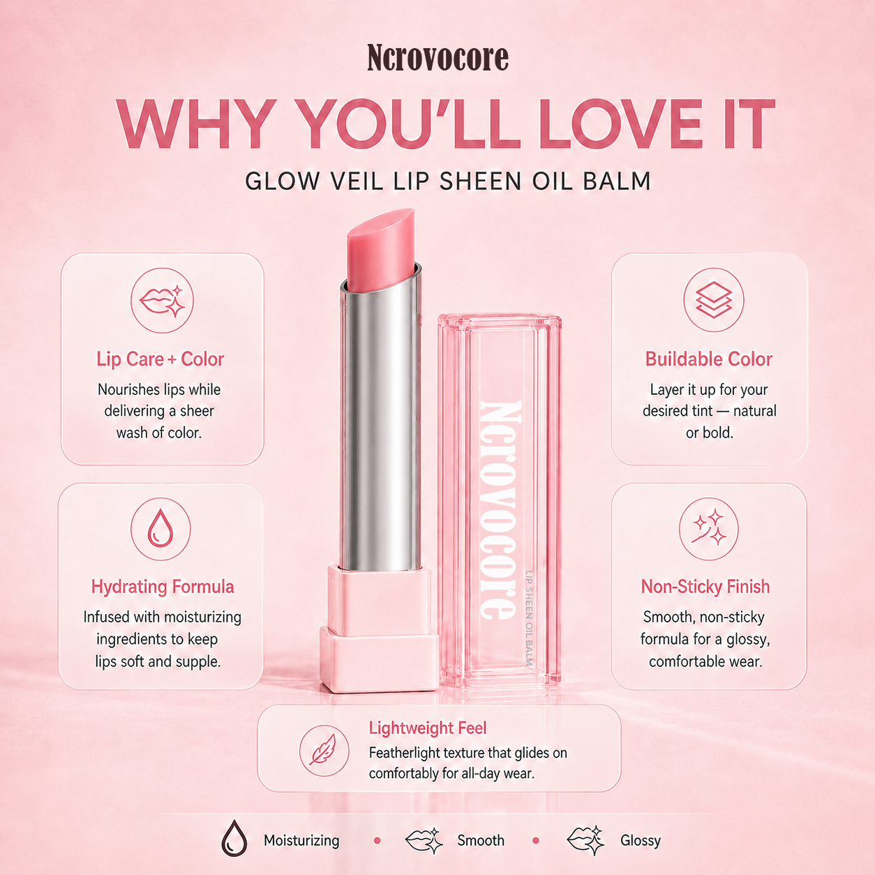 🔥Last Day Buy 1 Get 1 Free|Ncrovocore GLOW VEIL LIP SHEEN OIL BALM