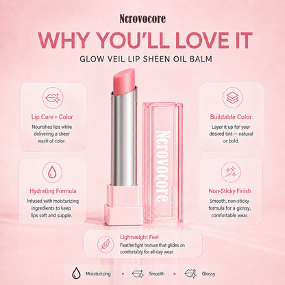 🔥Last Day Buy 1 Get 1 Free|Ncrovocore GLOW VEIL LIP SHEEN OIL BALM