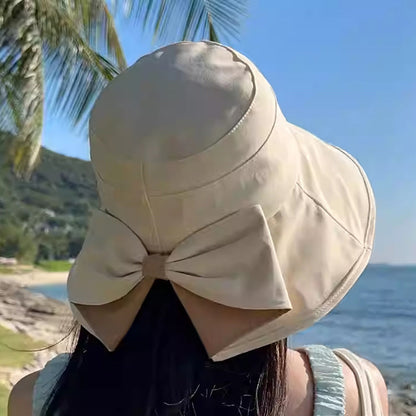 Last Day 49% OFF🔥👒Summer Hot Sale☀️Women's Bowknot Wide Brim Sun Protective Hat